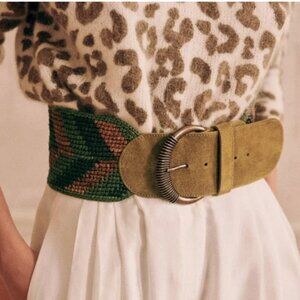 NWT Sezane Carlie Belt, Multicoloured / Khaki, Size 90 / Medium